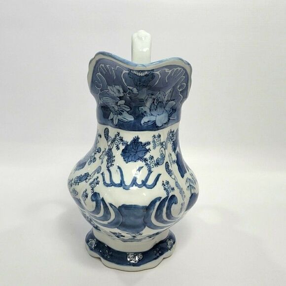 VINTAGE China Blue Fine Porcelain Water Pitcher - Seymour Mann 9.5" Blue White - Picture 10 of 12
